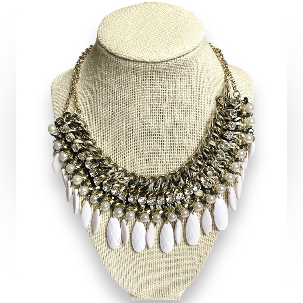 Express Beaded Gold Adjustable Statement Necklace
